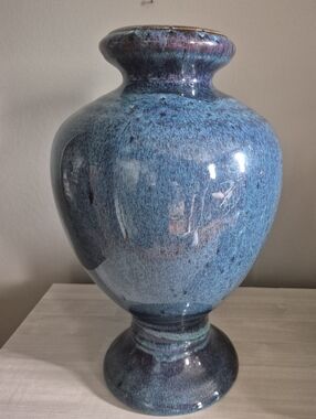 Blue Glazed Ceramic Urn Vase